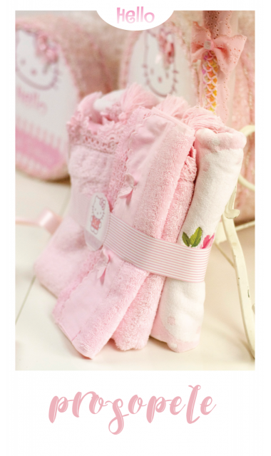 Trusou de botez personalizat brodat cu Hello Kitty pentru fete, Kitty Sugar  9
